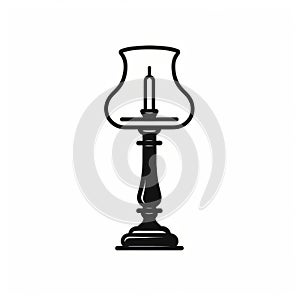 Black And White Lamp Icon: Silhouette Illustration In Arts And Crafts Style