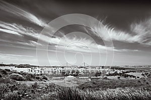 Black and white landscape of Costa Esuri, Ayamonte urbanisation