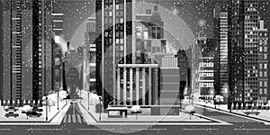 Black and white Landscape for game. Seamless cartoon . vector unending background.