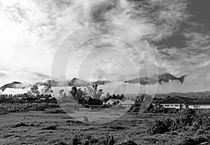 Black and white, Landscape scenery in the city of Ruteng, Flores Island, Indonesia photo