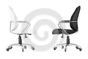 Black and White Leather Boss Office Chairs. 3d Rendering