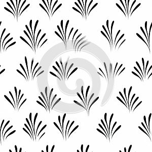 Minimalist Black And White Flower Pattern With Art Deco-inspired Design photo