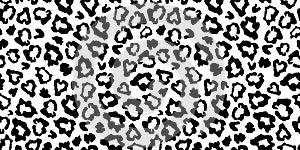 Black and white leopard skin fur seamless pattern.