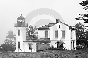 Black and White Lighthouse with Haunted Look