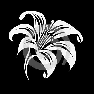 Black And White Lily Silhouette Vector: Feminine Sticker Art photo