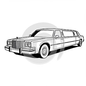 Black And White Limousine Drawing