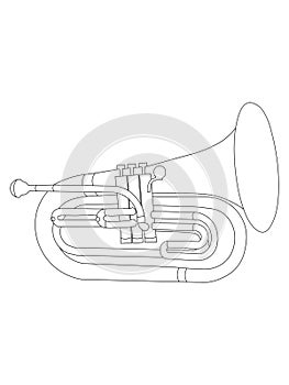 Black and white line art drawing of Baritone illustration