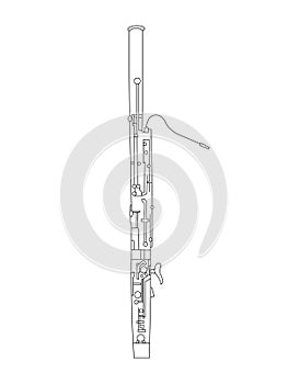 Black and white line art drawing of Bassoon illustration photo