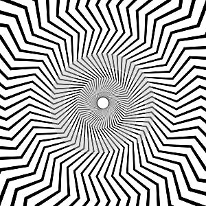 Black and white line art frames with zig zag vortex circle