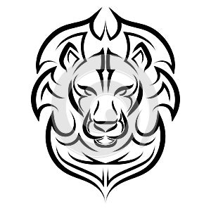 Black and white line art of the front of the lion head. It is sign of leo zodiac.