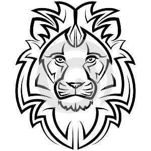 Black and white line art of the front of the lion head It is sign of leo zodiac Good use for symbol mascot icon avatar tattoo T