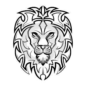 Black and white line art of the front of the lion head It is sign of leo zodiac Good use for symbol mascot icon avatar tattoo T