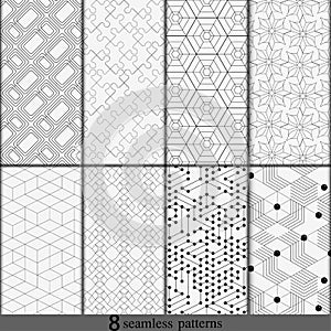 Black and white line backgrounds collection.