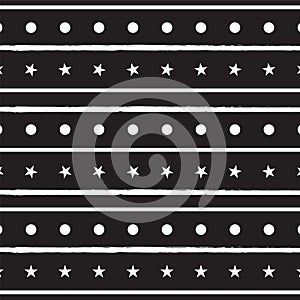 Black and white line circle and star pattern background