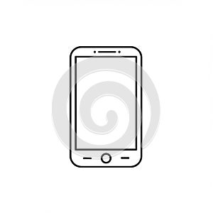 Black and white line drawing of a smartphone, featuring a rectangular shape with