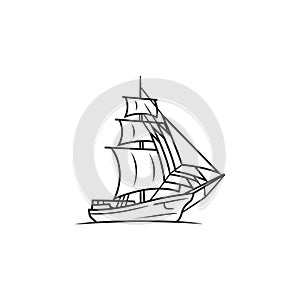 Set against a plain white background, emphasizing the ship's