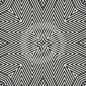 Black and white linear background with stripes, diagonal lines, triangles.