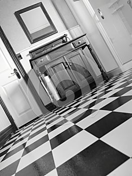 Black and White Lino Linoleum in Bathroom