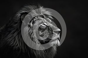 black and white lion, AI generated