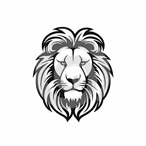 Black And White Lion Head Vector Logo Design photo
