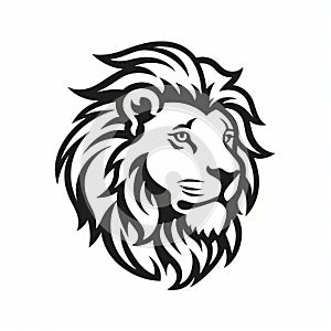 Black And White Lion Icon: Clean And Simple Design With American Iconography Influence