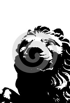 Black and white lion. Vector