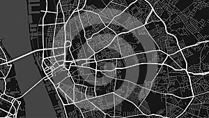Black and white Liverpool city area vector background map, streets and water cartography illustration