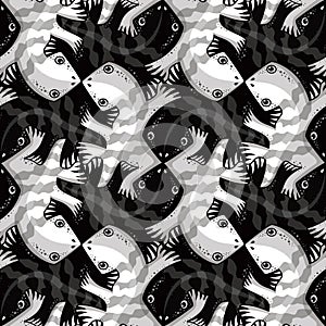 Black and White Lizards Tessellation Pattern