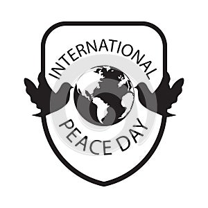 Black and white logo design of international peace day in September