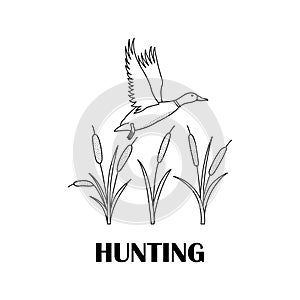 Black-and-white logo for hunters with a duck