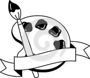 black and white logotype style of A paintbrush and palette