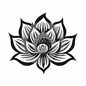 Black And White Lotus Flower Logo In Aaron Horkey Style