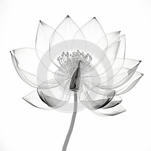 Translucent Lotus Flower: Detailed 3d X-ray Illustration On White Background