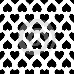 Black on white love heart pattern seamless repeat background