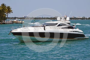 Black and white luxury motor yacht.