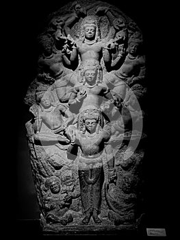 Black and white  Mahadeva  in the saptamurti form as Ashta Shiva (5th-6th Century