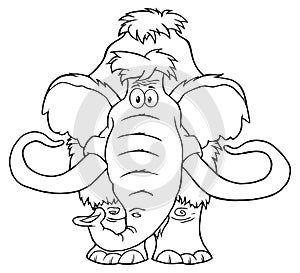 Black And White Mammoth Cartoon Character