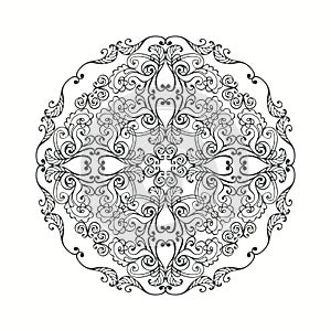 Black and white mandala. Adult coloring book page design