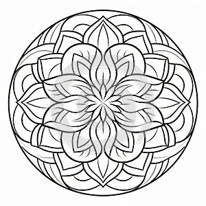 Leafy Mandala Coloring Page With Flower - Eilif Peterssen Style photo