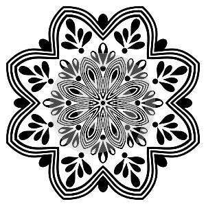 Black and white mandala element.Decorative ornament in ethnic oriental style.