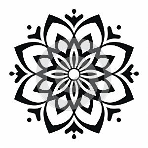 Black And White Mandala Floral Design: Stenciled Iconography