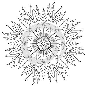 Black and white mandala vector isolated on white.