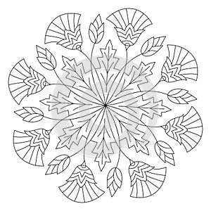 Black and white mandala vector isolated on white.