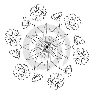 Black and white mandala vector isolated on white.