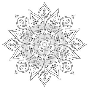 Black and white mandala vector isolated on white.
