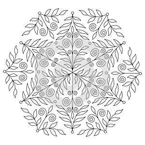 Black and white mandala vector isolated on white.