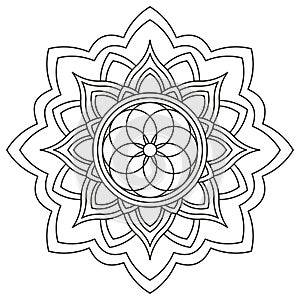 Black and white mandala vector isolated on white.