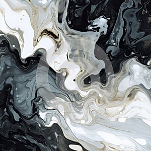 Black And White Marble Texture Background With Swirls