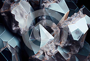 Black and White Marble Texture. Generative Ai Art. Dark Marble Crystalls photo