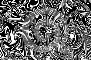 Black and white marbling paint swirls background.